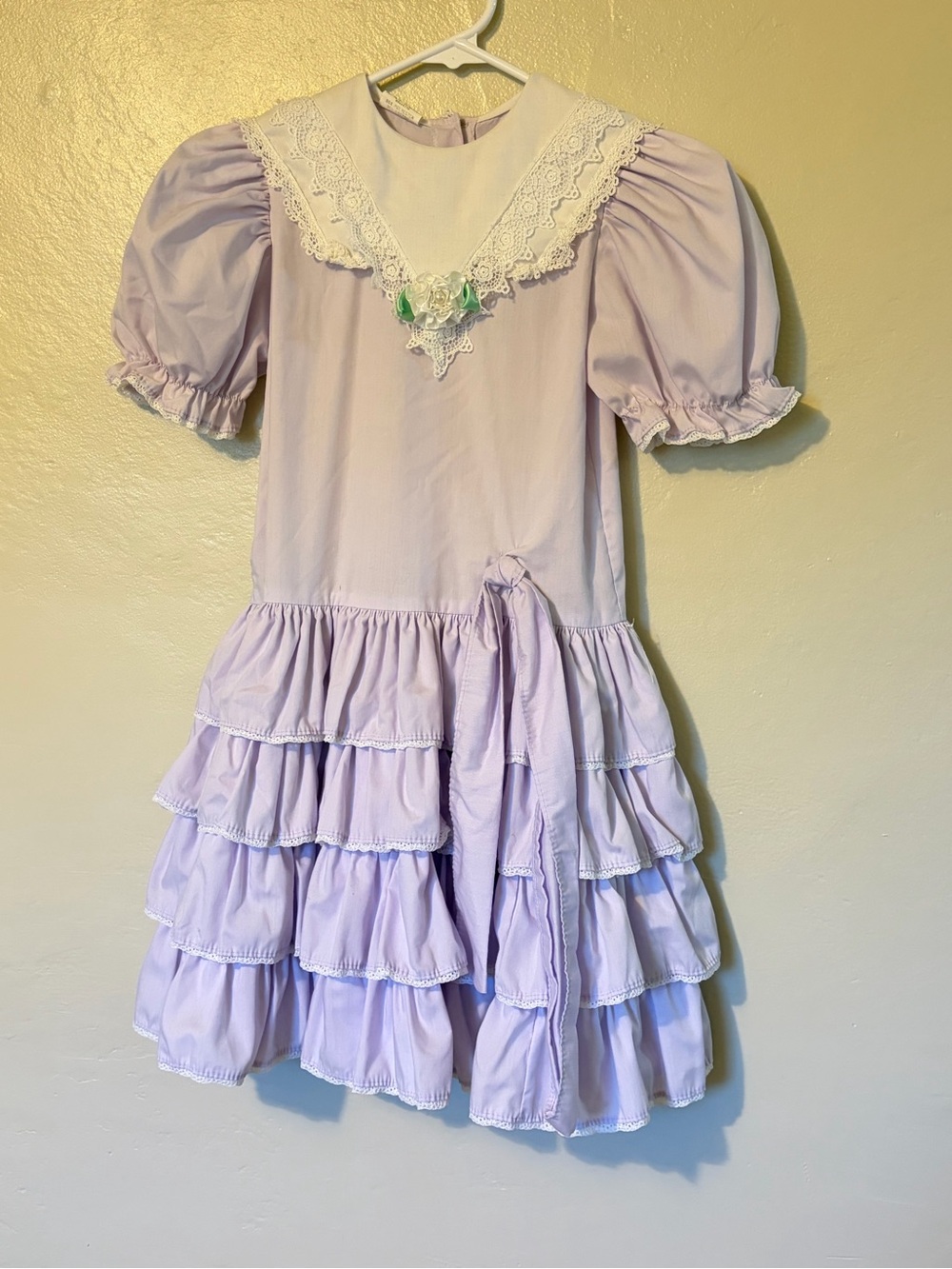 Vtg Mini World ruffle full circleEaster Party Dress Size 6 Lilac White pageant